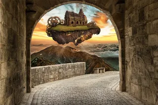 混凝土，房子，绿色，草地，山，建筑，旅行，没有人