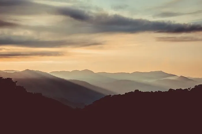 风景摄影，山，天，树，夜，自然，风景，蓝色