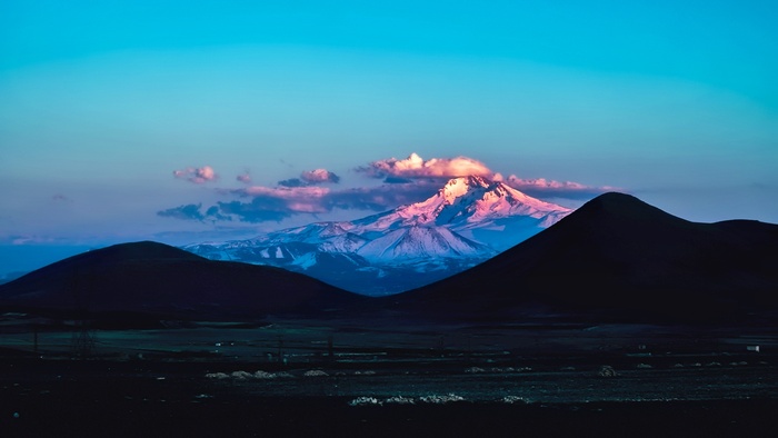 富士山、埃尔西耶斯山、土耳其、冰川、山脉、景观、天空、云