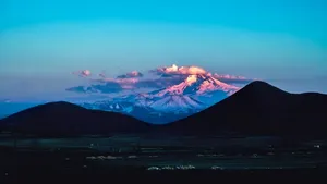 富士山、埃尔西耶斯山、土耳其、冰川、山脉、景观、天空、云