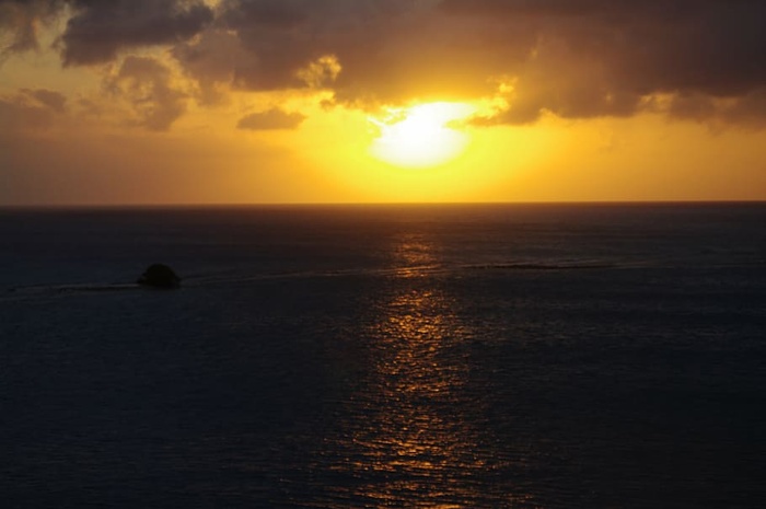 日落，夏天，海洋，天空，水，海，地平线在水上，地平线