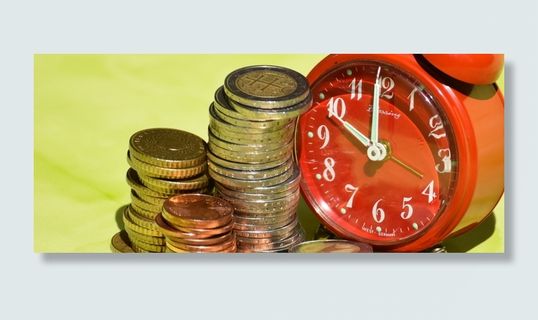 什锦，硬币，旁边，红色，闹钟，时间就是金钱，货币，欧元