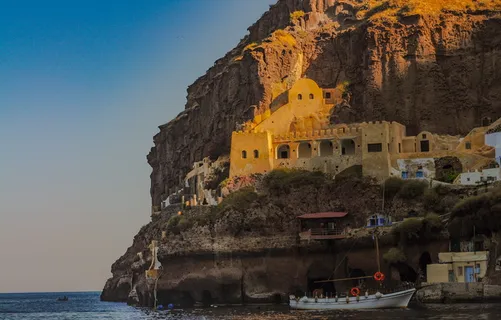 圣托里尼，希腊，岛屿，地中海，海洋，乡村，船，鱼