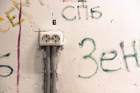 墙壁、插座、插座、插头、油漆、背景、旧的、破损的 墙壁、插座、插座、插头、油漆、背景、旧的、破损的