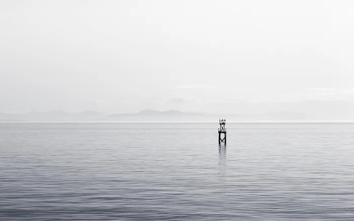 浮标，主体，水，灰色，比例，水，灰色，天空