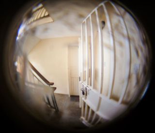 门，看，房子，眼睛，透过，偷看，偷看，保密