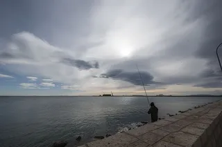 圣卡尔·德拉皮塔，旅行，夜晚，天际线，西班牙，水，港口，云