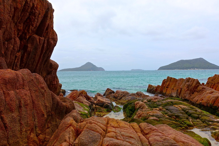 海岸、岛屿、Vista、海景、岩石、纳尔逊湾、海岸线、海岸线