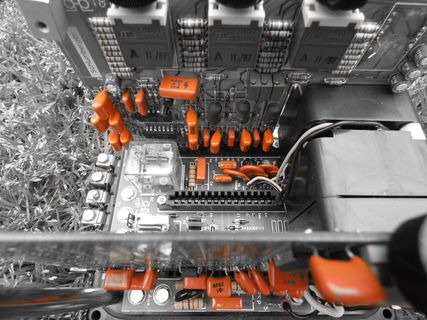 电子、血小板、电子元件、工业、橙色、技术、特写、金属