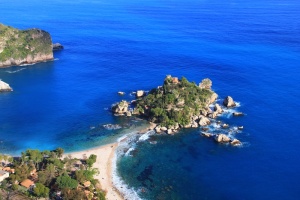 航空、摄影、绿色、岛屿、环绕、蓝色、海洋、西西里岛