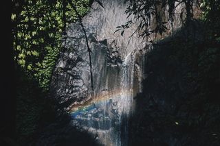 巴厘岛，印度尼西亚，水，岩石，瀑布，湖泊，森林，岩石