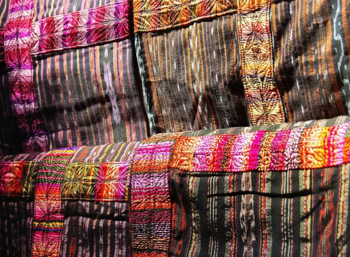 Chichicastenango、市场、危地马拉、绘画、多色、面料、民族、纺织品