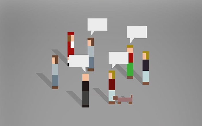 抽象像素化的人们相互交谈