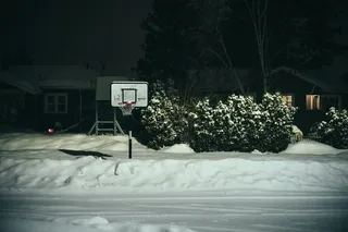 白色，黑色，篮球圈，有盖，雪，冬天，篮球网，篮球圈