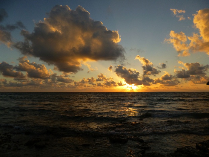 日落，海滩，天空，海，水，水上的地平线，地平线，自然之美