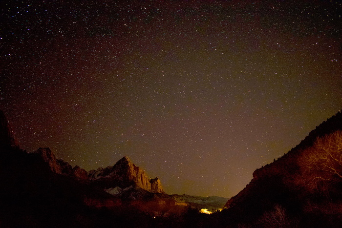 剪影，山，夜，自然，山，悬崖，天空，星星