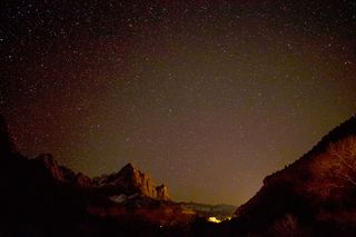 剪影，山，夜，自然，山，悬崖，天空，星星