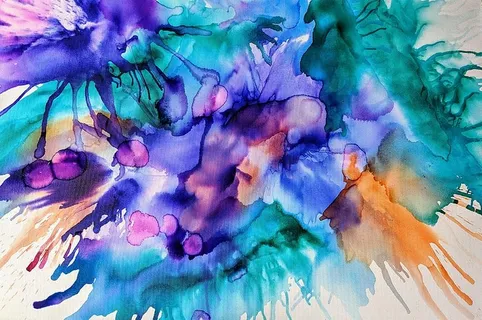 紫色和青色泼墨画 紫色和青色泼墨画