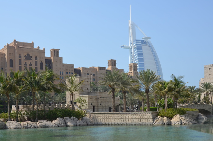 白色, 高层, 建设, 棕榈树, UA E, 迪拜, 酒店, burj al ara