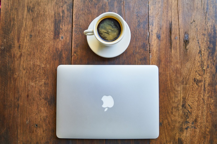 macbook, 旁边, 杯子, 咖啡, 咖啡因, 饮料, 食物照片, 营养