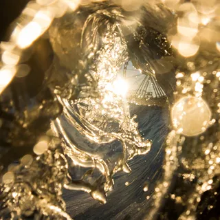 特写，摄影，海浪，黄金，小时，黄金，海洋，海岸