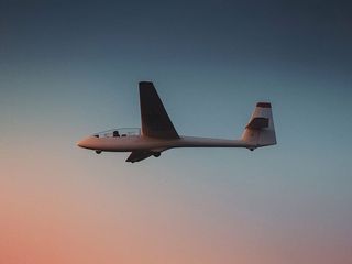 白色，飞机，天空，滑翔机，日落，飞机，飞行，运输