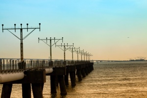 天线阵列、海洋、日落、天空、水、自然、晴空、码头