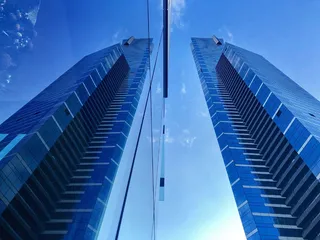 澳大利亚, ​​墨尔本, 尤里卡塔, 建设, 蓝色, 反思, 架构, 建筑结构