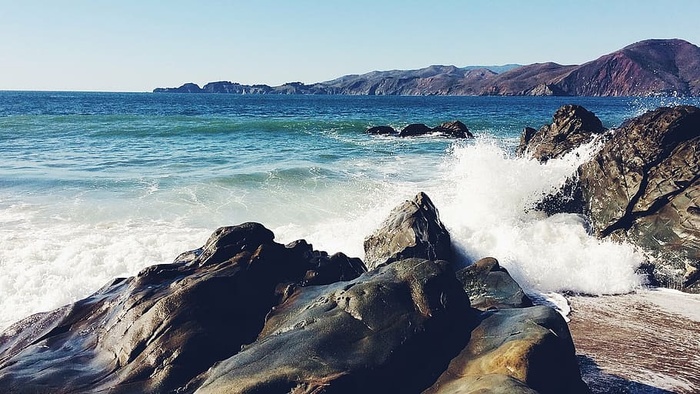 海浪，岩石，风景，摄影，海边，海滩，岩石，波浪