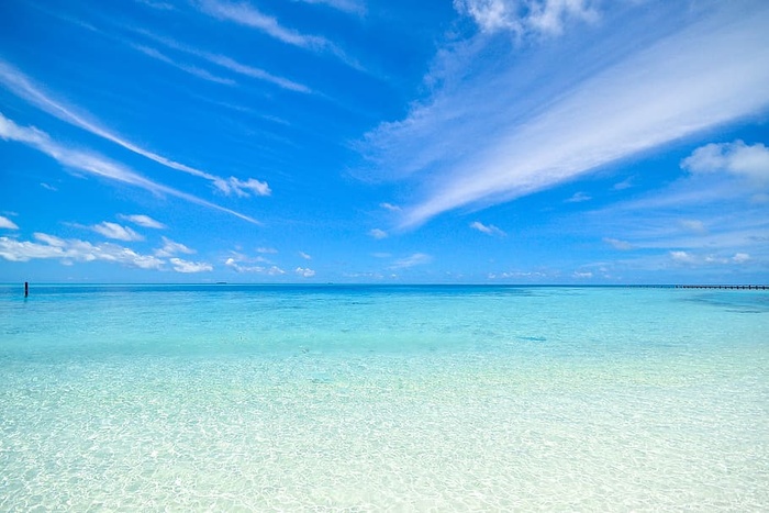 大海，自然，天空，海滩，平静，云朵，海岸，田园诗般的风景