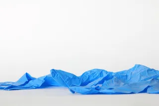 手套，橡胶，蓝色，没有人，皱巴巴，垃圾，白色，复制空间