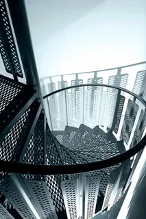 特写，照片，螺旋楼梯，照片，灰色，网格，螺旋楼梯