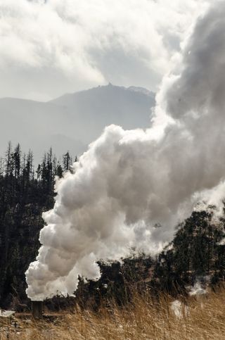 锯木厂，锯木厂烟囱，烟雾，烟囱，木材，烟囱，伐木，工业