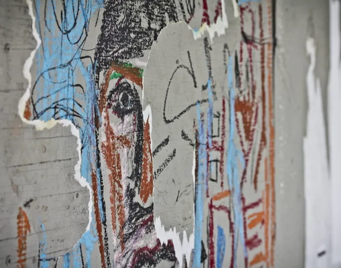 美国，洛杉矶，1600藤街，脸，街头艺术，抽象，粉笔，涂鸦