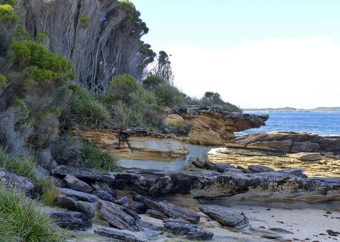 岩石形成，身体，水，岩石，海滩，海岸线，海岸线，度假