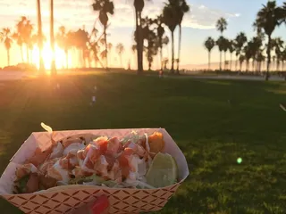 人、手拿、墨西哥玉米卷沙拉、一次性、容器、熟的、食物、纸