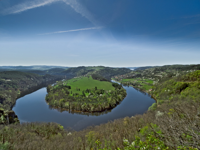 河流、vltava、曲流、水、自然、天空、景观、自然之美