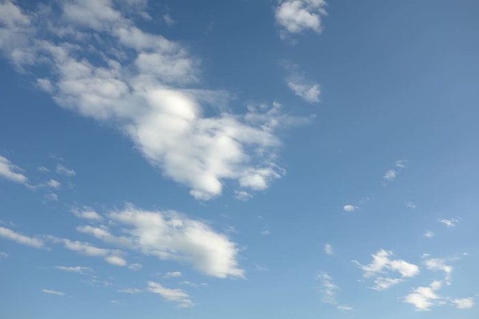 天空，云，白，蓝，蓬松，云景观，夏天，春天