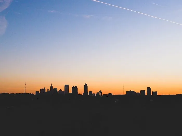 剪影、高层建筑、建筑、黄金时段、城市、日出、自然