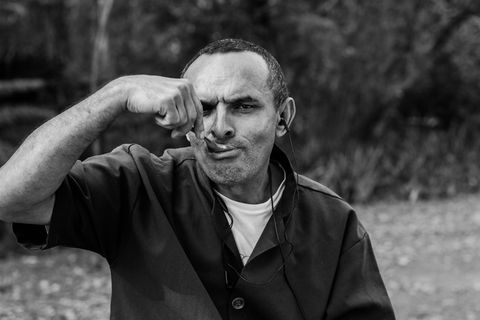 男人，吃饭，可可，勺子，肖像，一个人，正面视图，生活方式