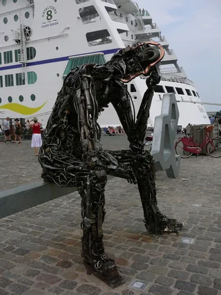 坐像，金属像，丹麦哥本哈根，船，运输，运输方式，日