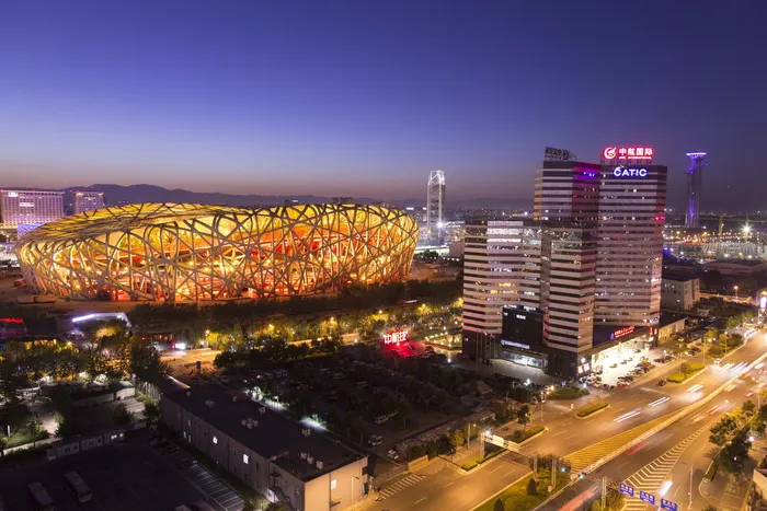 绿色，树木，建筑，风景，北京，鸟巢，建筑，城市