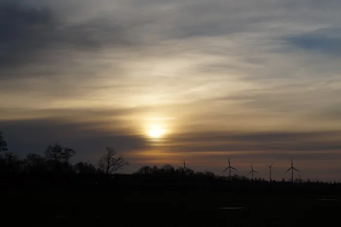 日落，abendstimmung，浪漫，天空，风力涡轮机，风能，风电场，云天