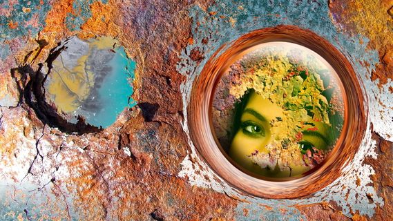 墙纸，女人，肖像女人，脸，女人的脸，肖像，锈迹，土坯