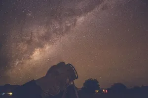银河系，银河系，夜间，低空，角度，摄影，恒星，金色