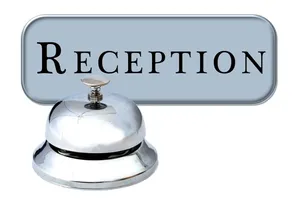 灰色接待插图、酒店、接待、入住、登记、铃声、服务、帮助