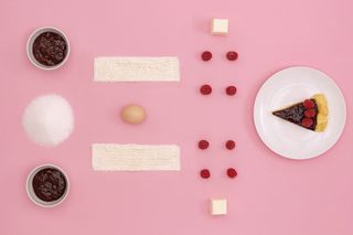 极简主义，极简主义，食物，设计，馅饼，覆盆子，铅，极简