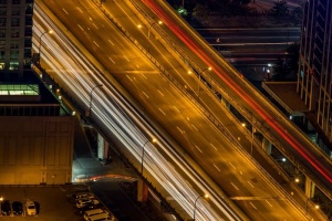 照片，灰色，混凝土，道路，建筑，夜间，嗨，路