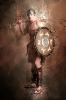 男人,戴着,银色和黑色圆盾,斧头画,野蛮人,战士,战士,男性 男人,戴着,银色和黑色圆盾,斧头画,野蛮人,战士,战士,男性