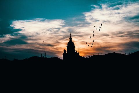 法国, 拉罗谢尔, 和, 白色, 黑色, 城市, 城市, 暮光之城